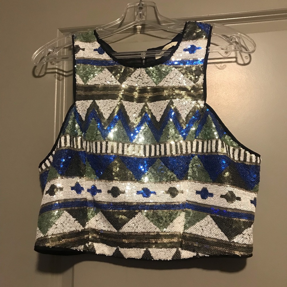 Sequined Crop & Skort Set